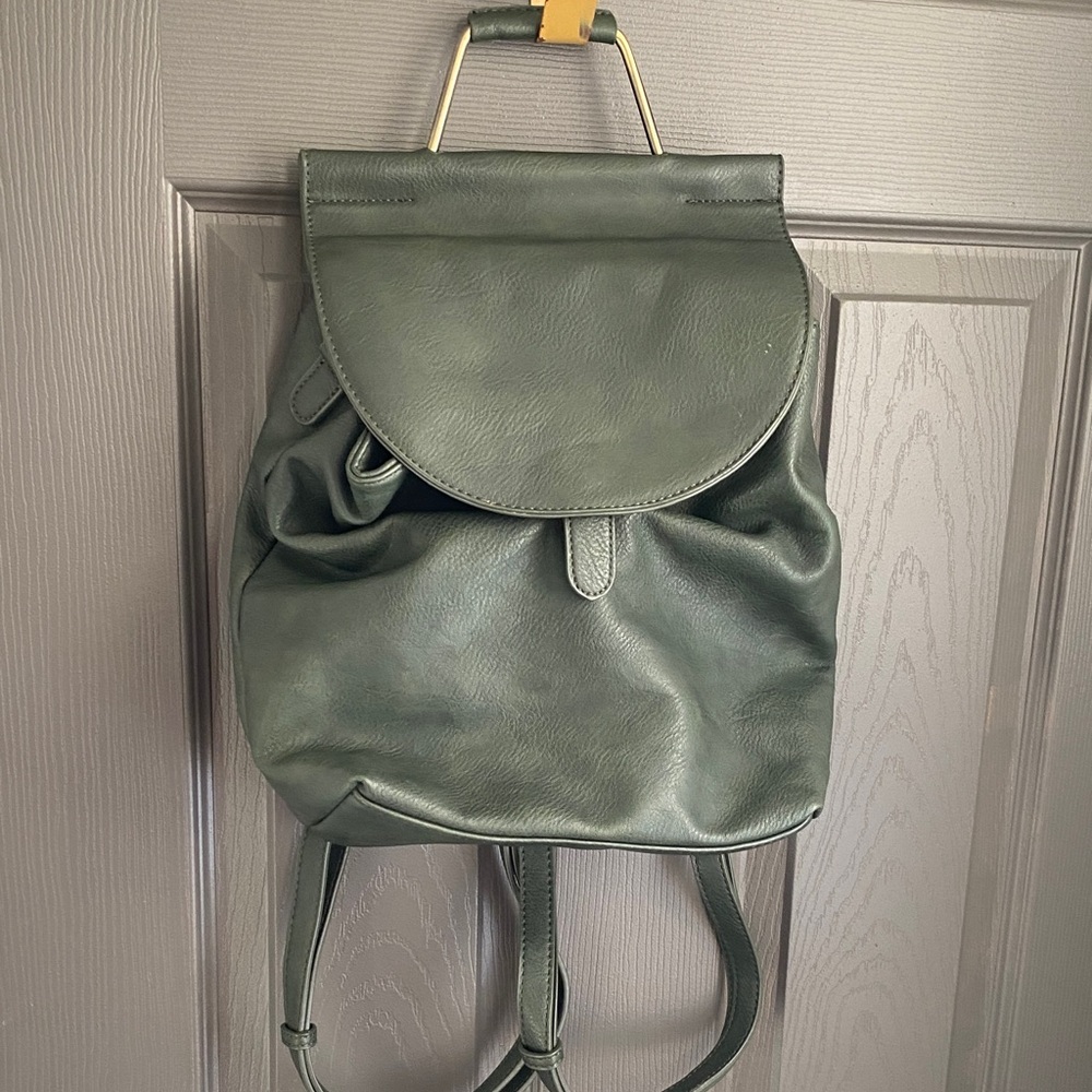 Chic Olive Leather Backpack - image 1